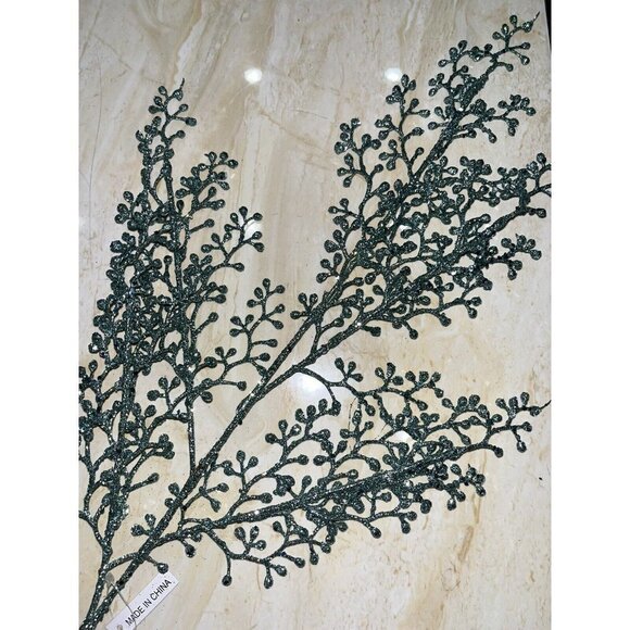 Christmas Tree Glittered Berry Branch Picks Valerie Par Hill Set of 8 23" Green - Picture 6 of 8